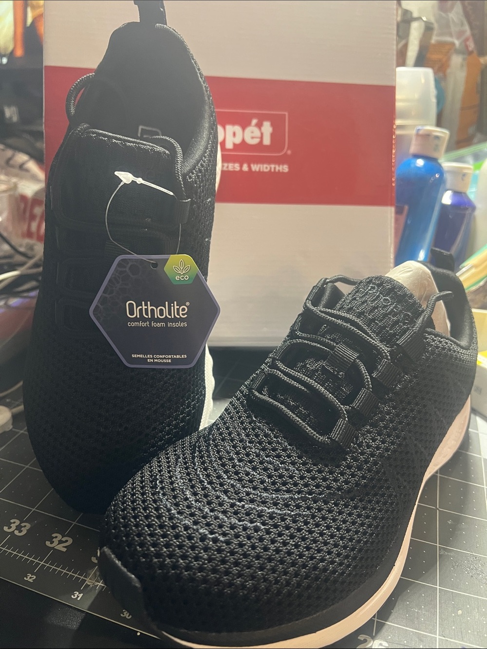 Women's Black Knit Athletic Shoes with Ortholite Comfort Insoles